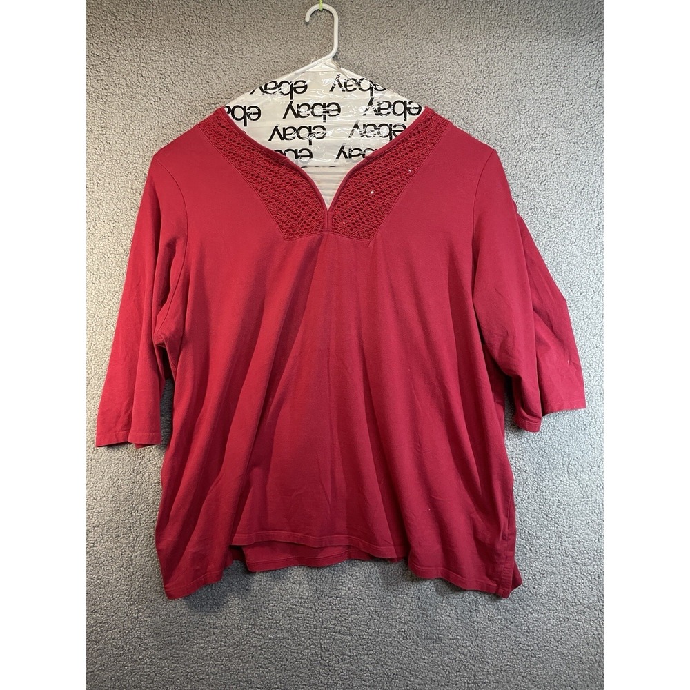 Catherines Top Womens 4X Red 3/4 Sleeves